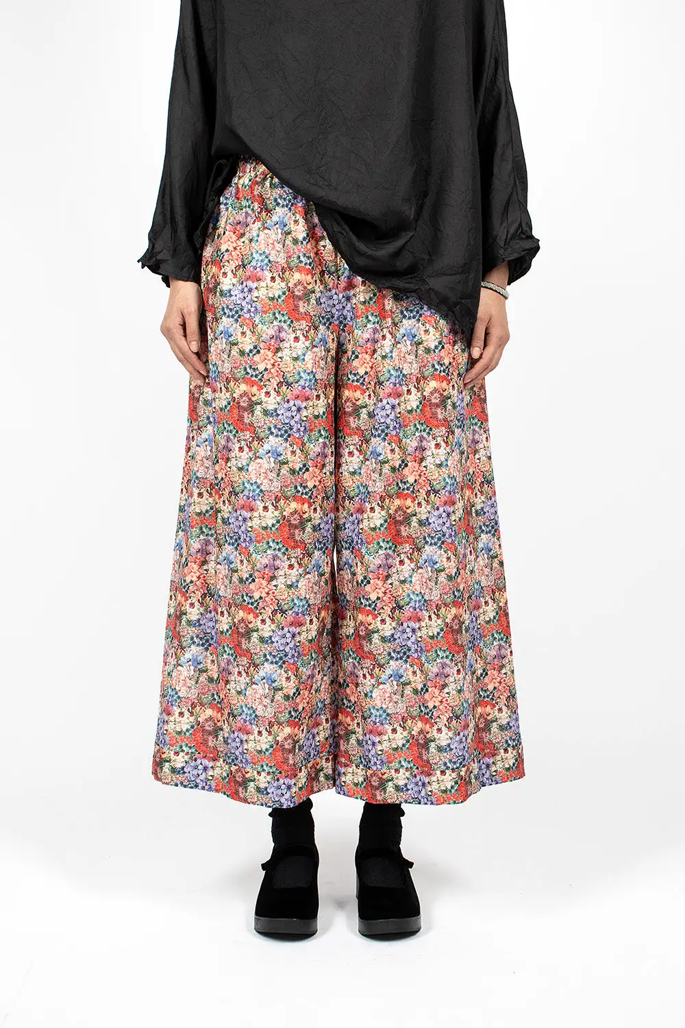 Wide Pyjama Trousers Pink Flowers