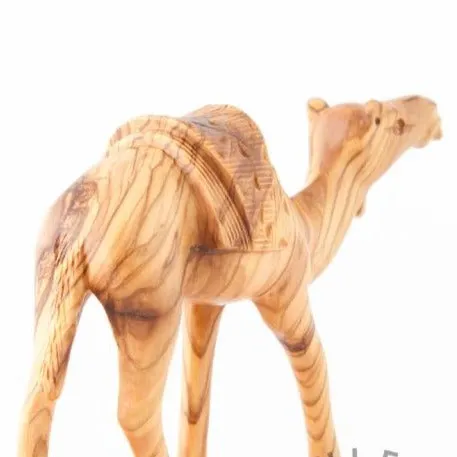 Wooden Camel w/ Harness, 6.7 Hand Carving from Bethlehem