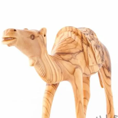 Wooden Camel w/ Harness, 6.7 Hand Carving from Bethlehem