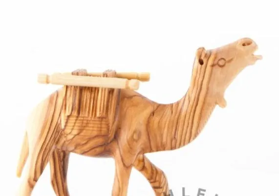 Wooden Camel with Harness Carving, Nativity Figurine, 5.3