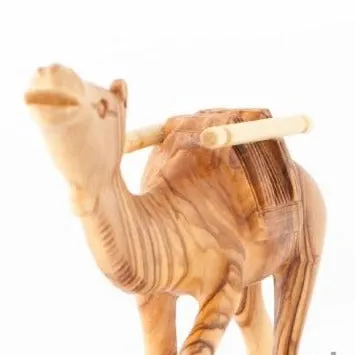 Wooden Camel with Harness Carving, Nativity Figurine, 5.3