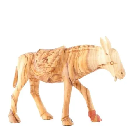 Wooden Donkey Nativity Figurine Carving, 5.9