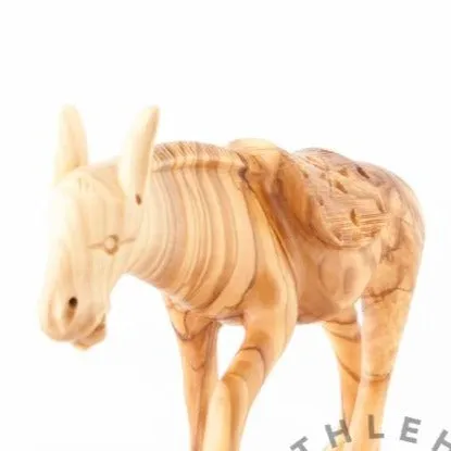 Wooden Donkey Nativity Figurine Carving, 5.9