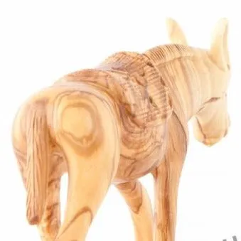 Wooden Donkey Nativity Figurine Carving, 5.9